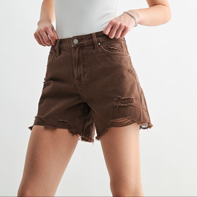 Dark Espresso Boyfriend Denim Shorts