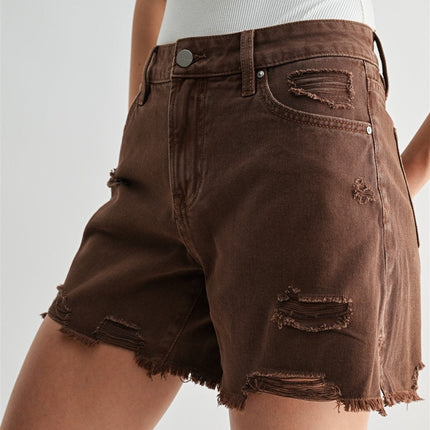 Dark Espresso Rigid Boyfriend Midi Shorts