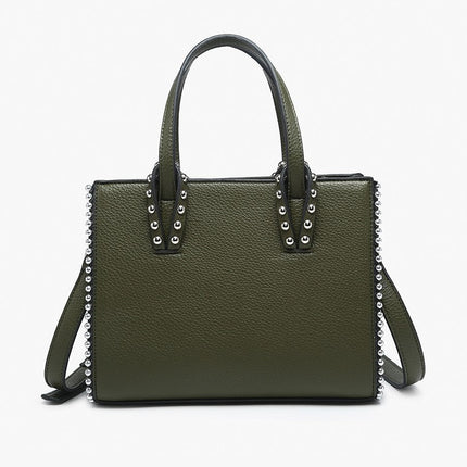Dark Olive Brenda Contrast Tote W/ Long Strap