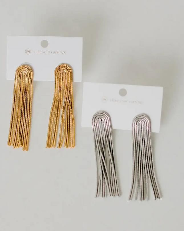 Gold Dazzling Tassel Earrings Waterproof