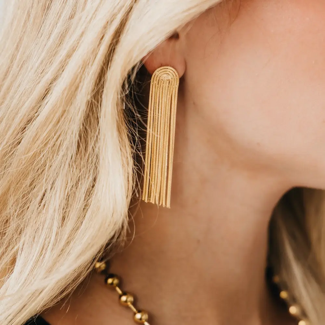 Gold Dazzling Tassel Earrings WATERPROOF