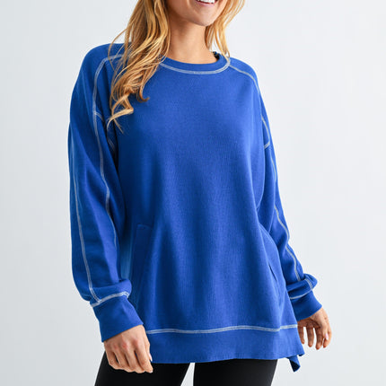 Deep Indigo Stitchline Boxy Sweatshirt - Shop Simply Apparel