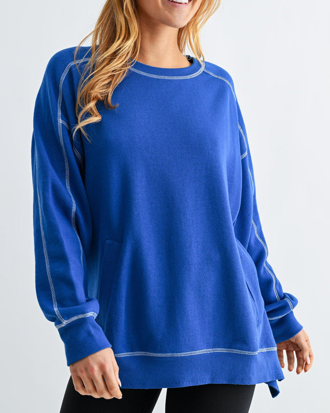Deep Indigo Stitchline Boxy Sweatshirt - Shop Simply Apparel
