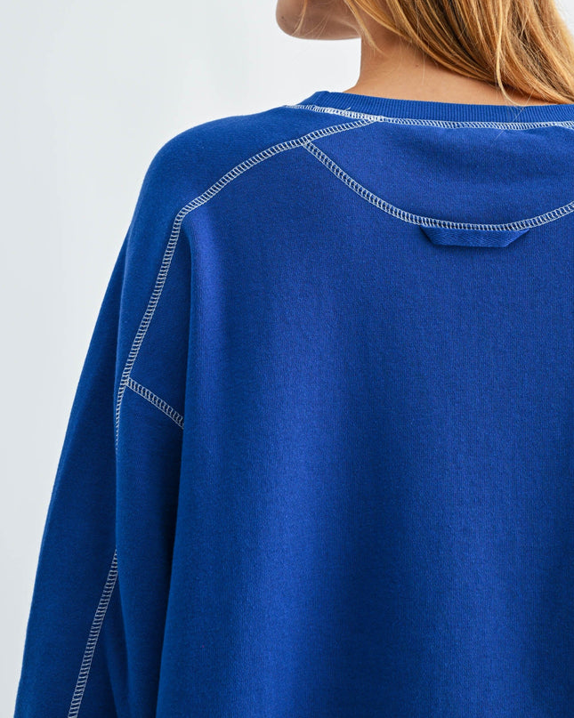 Deep Indigo Stitchline Boxy Sweatshirt - Shop Simply Apparel