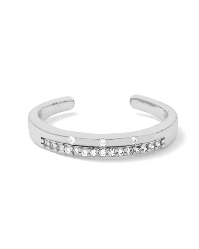 Silver Delicate Double Row Pave Ring - Shop Simply Apparel