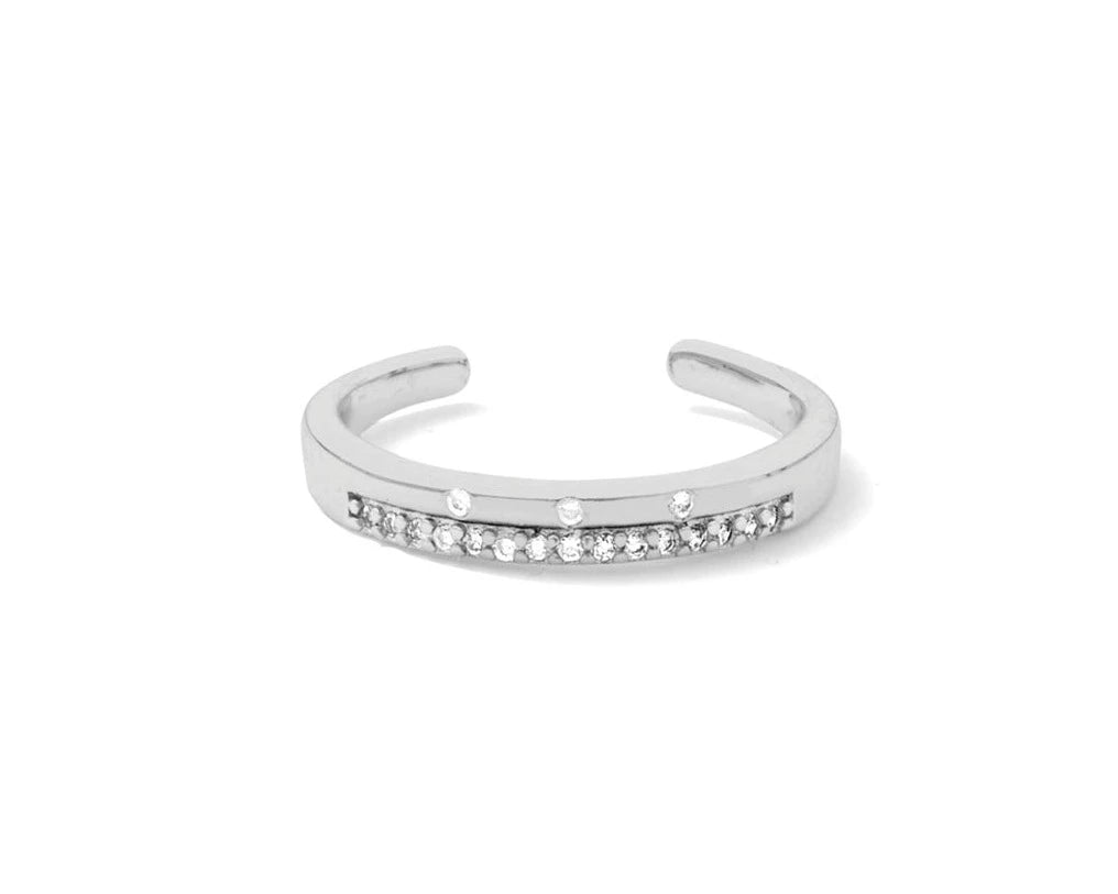 Silver Delicate Double Row Pave Ring