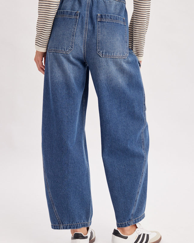 Denim Cargo Drawstring Barrel Jeans - Shop Simply Apparel