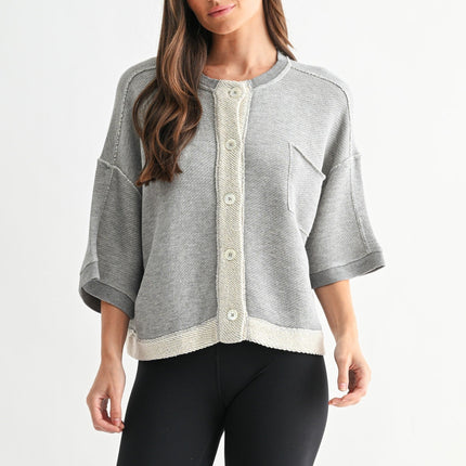 Heather Grey Driftwood Raw Edge Cardigan