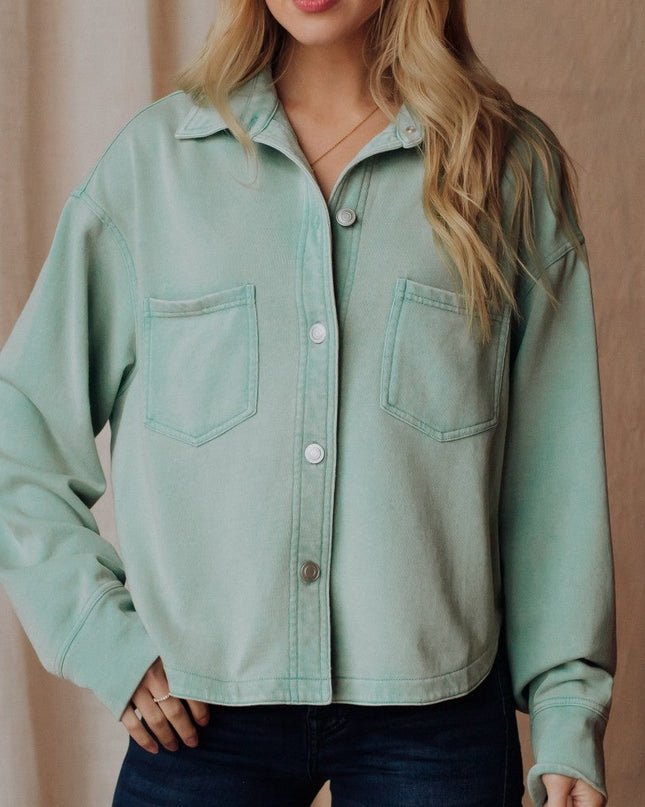 Dusty Mint Soft Button Up