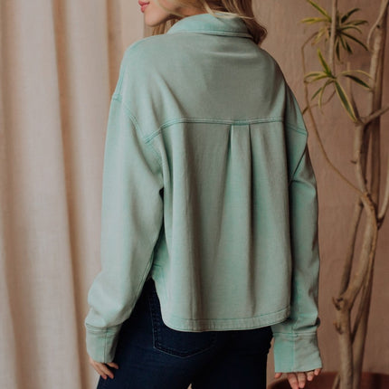 Dusty Mint Soft Button Up