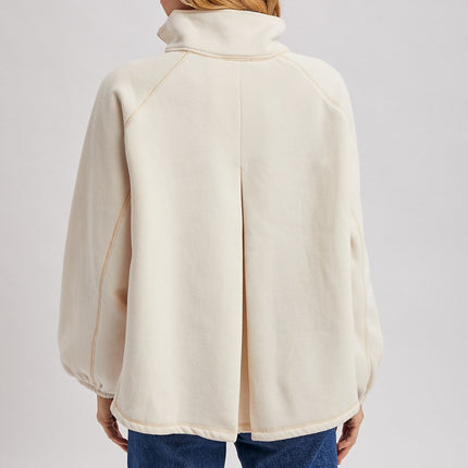 Ecru Half Zip Boxy Pullover - Shop Simply Apparel