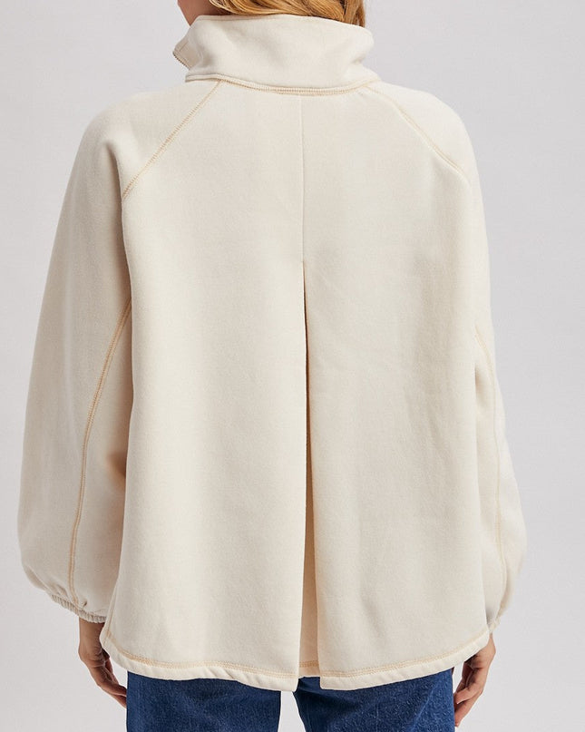 Ecru Half Zip Boxy Pullover - Shop Simply Apparel