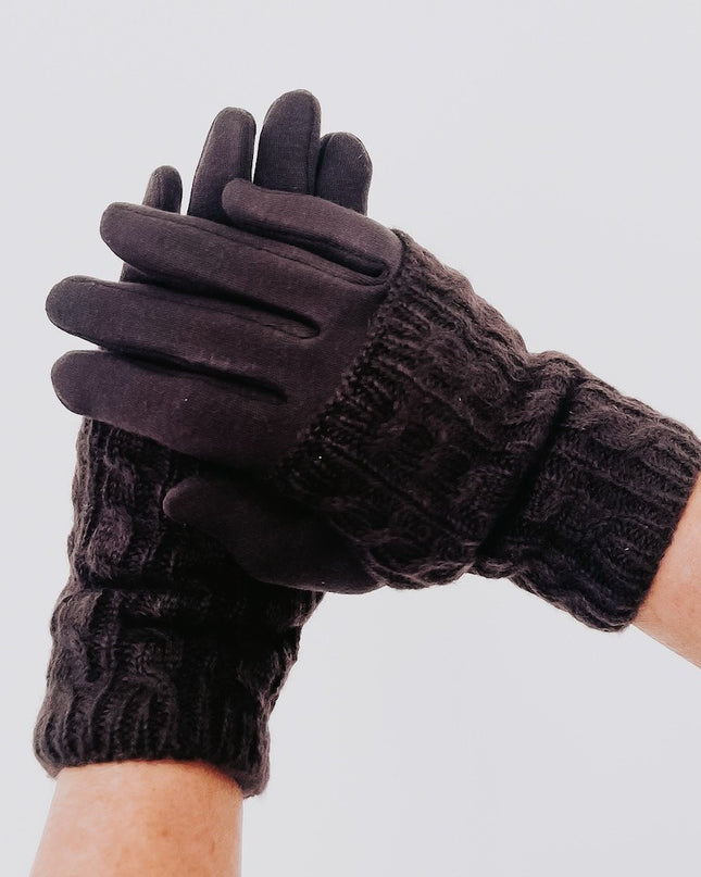Eggplant 3 in 1 Cable Knit Gloves - Shop Simply Apparel