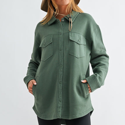 Pine Green Fleece Shacket