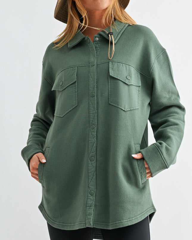 Pine Green Fleece Shacket