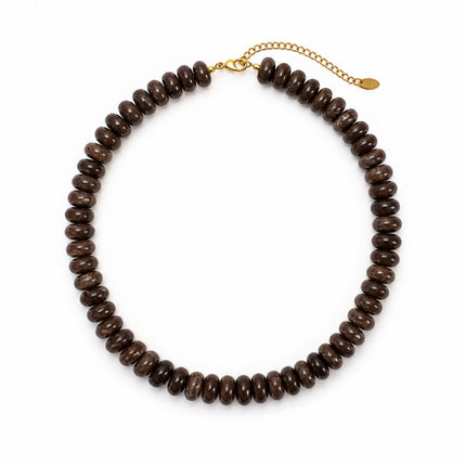 Espresso Swirl Modern Resin Beaded Statement Necklace