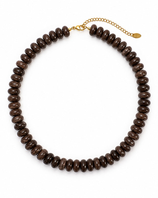 Espresso Swirl Modern Resin Beaded Statement Necklace