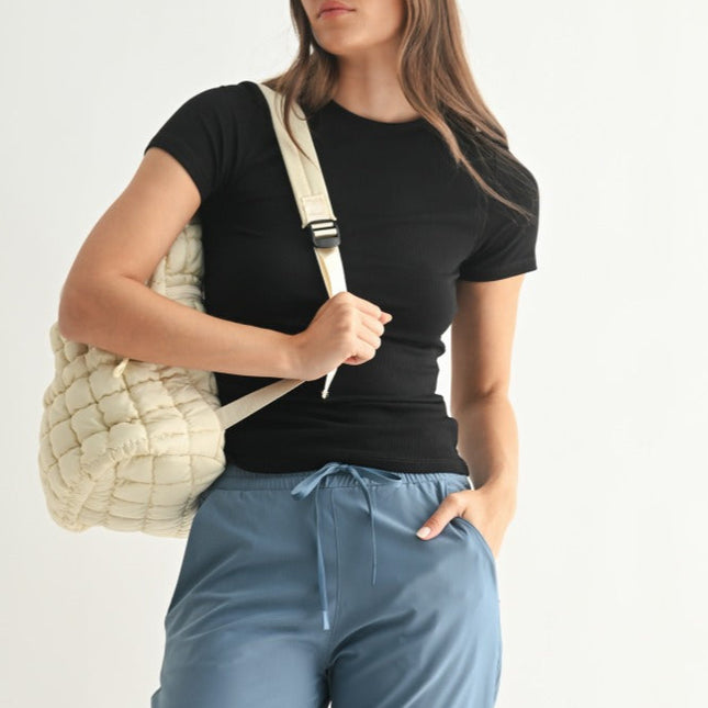 Black Micro-Ribbed Athleisure Top - Shop Simply Apparel