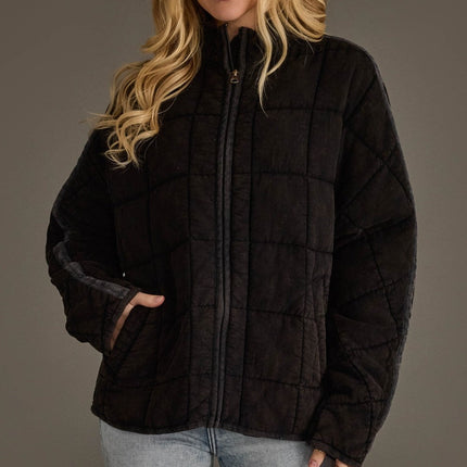 Faded Black Soft Quilted Jacket