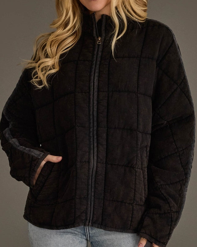 Faded Black Soft Quilted Jacket