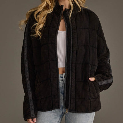 Faded Black Soft Quilted Jacket