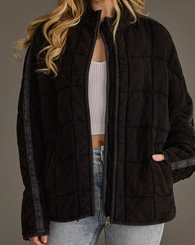 Faded Black Soft Quilted Jacket