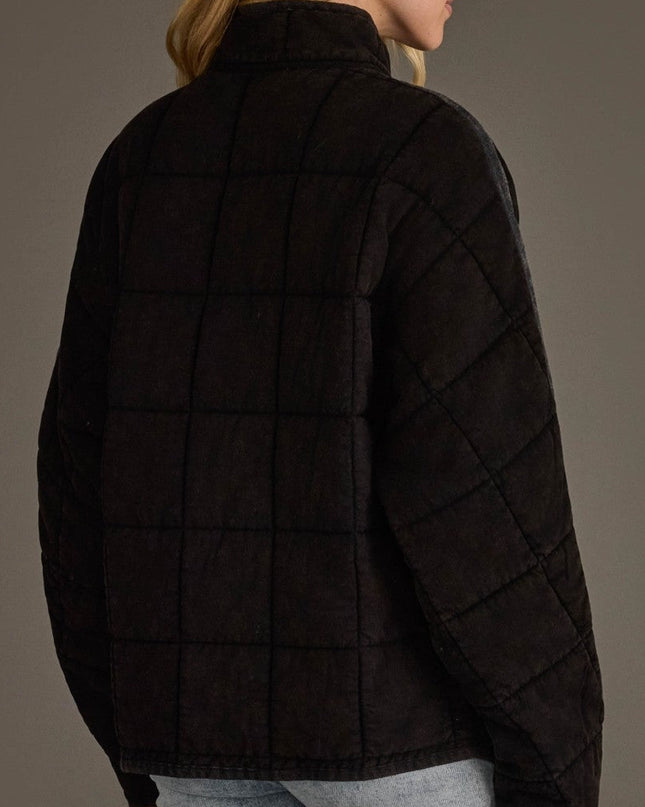 Faded Black Soft Quilted Jacket