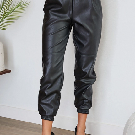 Black Faux Leather Cuffed Jogger - Shop Simply Apparel