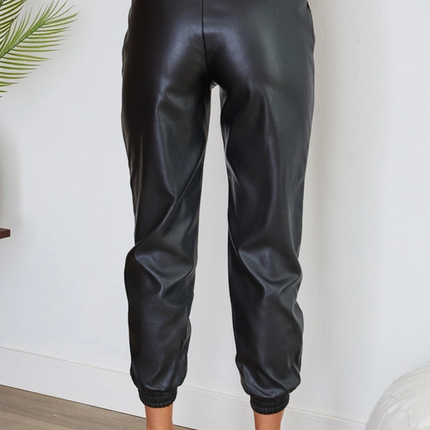 Black Faux Leather Cuffed Jogger - Shop Simply Apparel