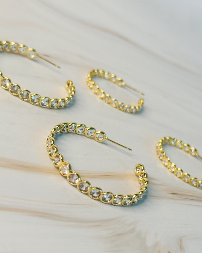 Floating Bezel Crystal Hoop Earrings