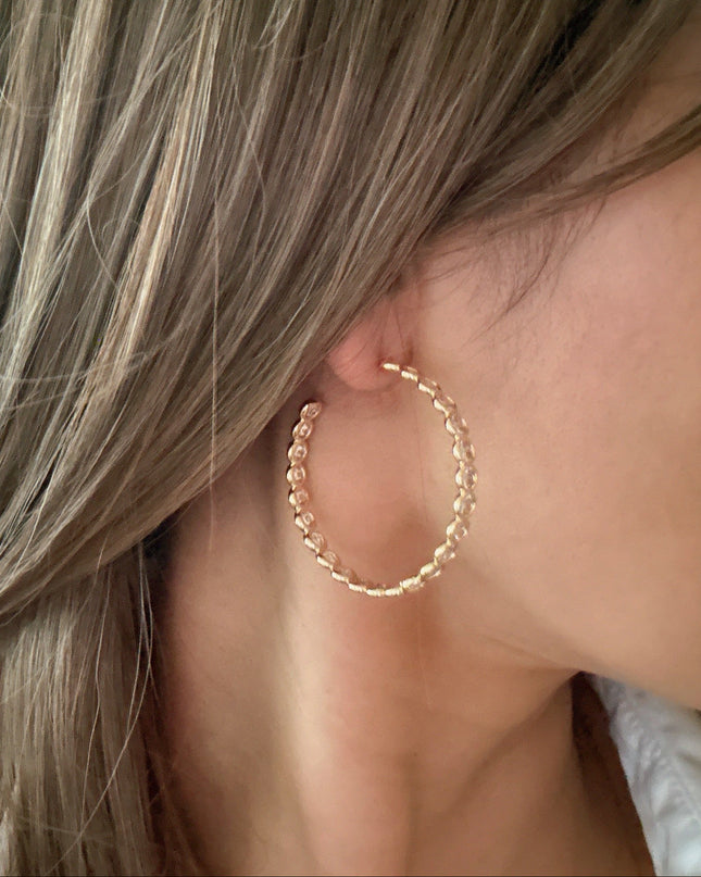 Floating Bezel Crystal Hoop Earrings