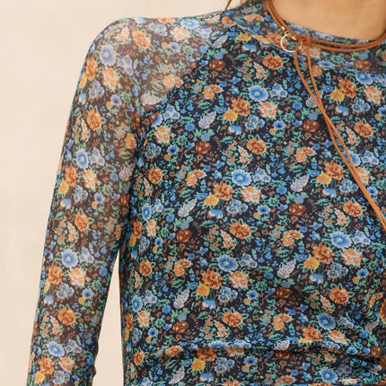 Teal Green Floral Mesh Top - Shop Simply Apparel