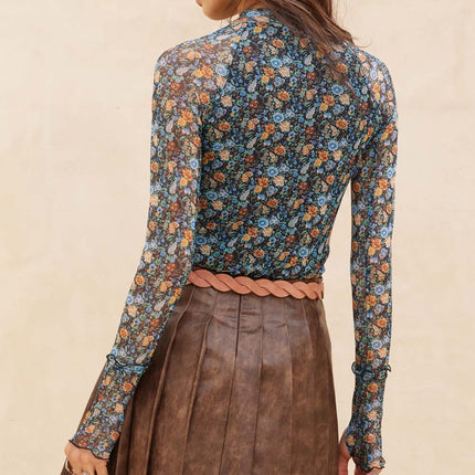 Teal Green Floral Mesh Top - Shop Simply Apparel