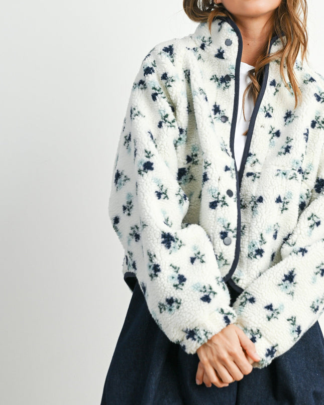 Floral Printed Sherpa Jacket