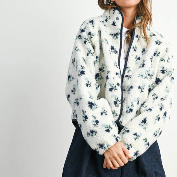 Floral Printed Sherpa Jacket