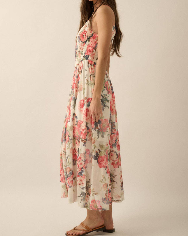 Floral Maxi Dress with Smocking