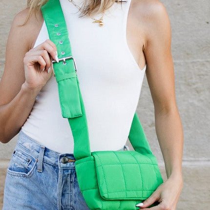 Kelly Green Foldover Puffer Crossbody