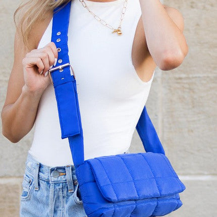 Royal Blue Foldover Puffer Crossbody