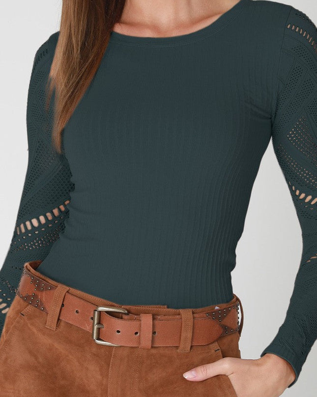 Forest Night Textured Long Sleeve Top - Shop Simply Apparel