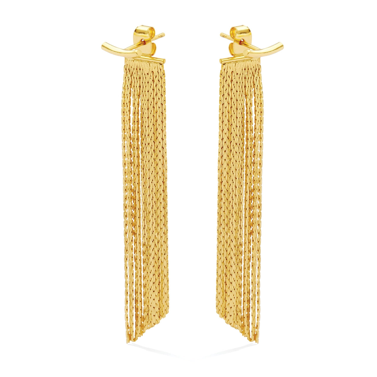 Gold Back Accented Long Earrings