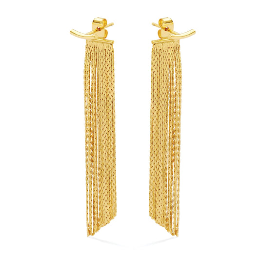 Gold Back Accented Long Earrings