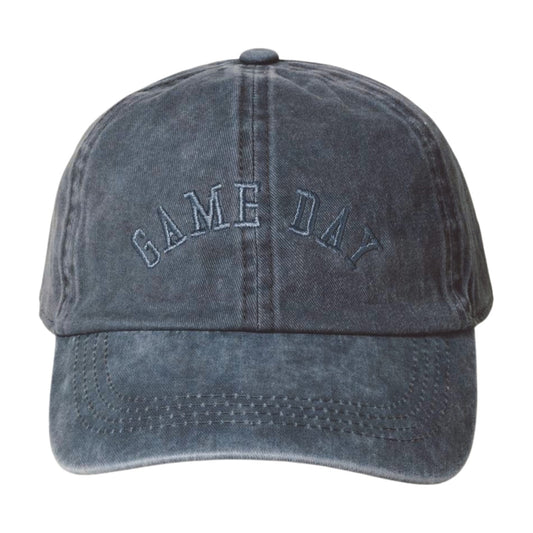 GAME DAY Grey Washed Cotton Baseball Cap