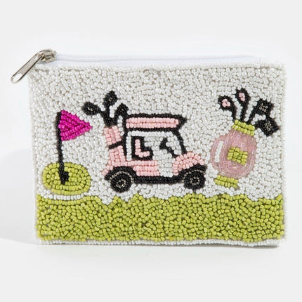 Game Day Golfing Theme Seed Beaded Coin Purse - Shop Simply Apparel