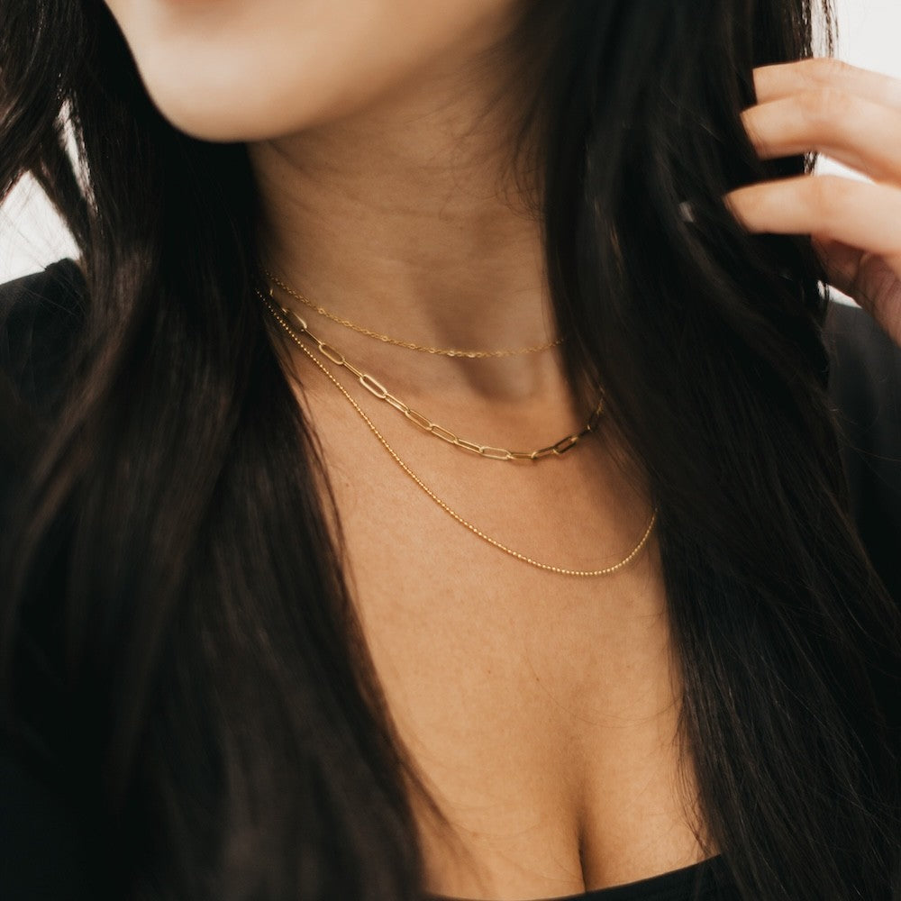 Gold Charleston Chain Layered Necklace WATERPROOF