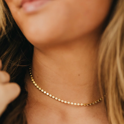 Gold Dakota Disc Chain Necklace - Waterproof