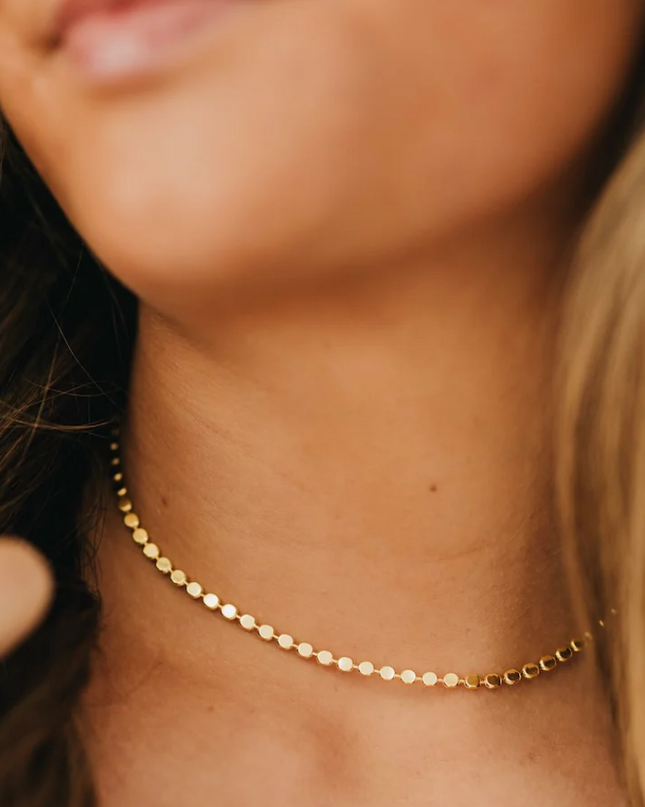 Gold Dakota Disc Chain Necklace - Waterproof