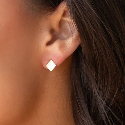 Gold Square Stud Earrings