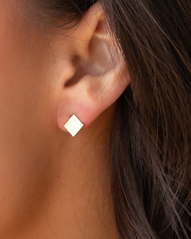 Gold Square Stud Earrings