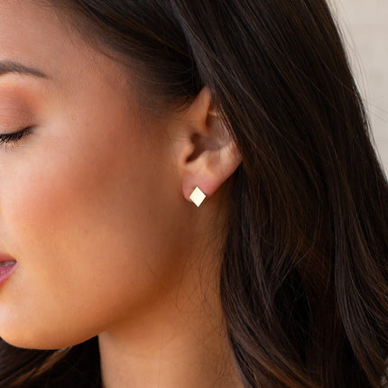 Gold Square Stud Earrings