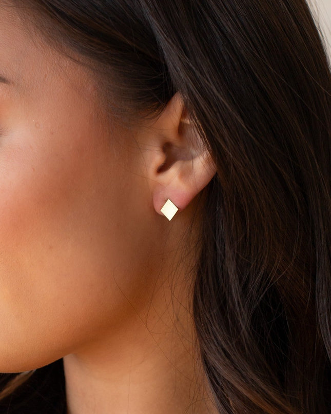 Gold Square Stud Earrings